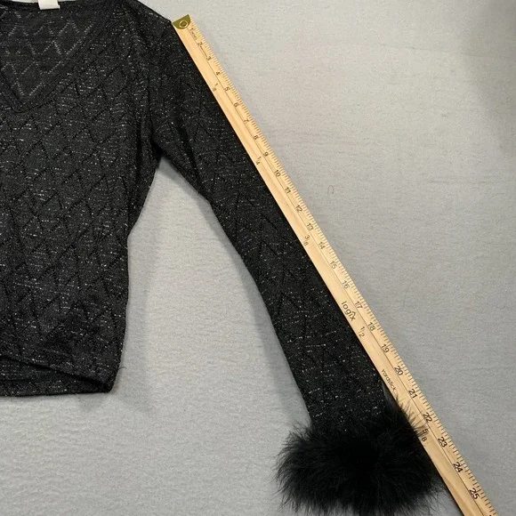 R-Wear Rampage Clothing Co Made in USA Womens Black Long Sleeve Sheer Top Sz M - Picture 6 of 7